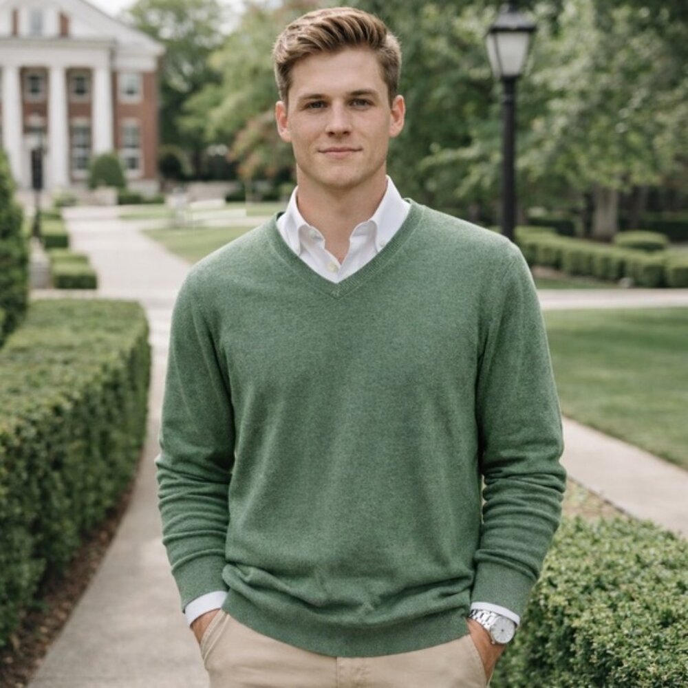 Banana Republic Green Silk Cotton Cashmere Preppy Sweater